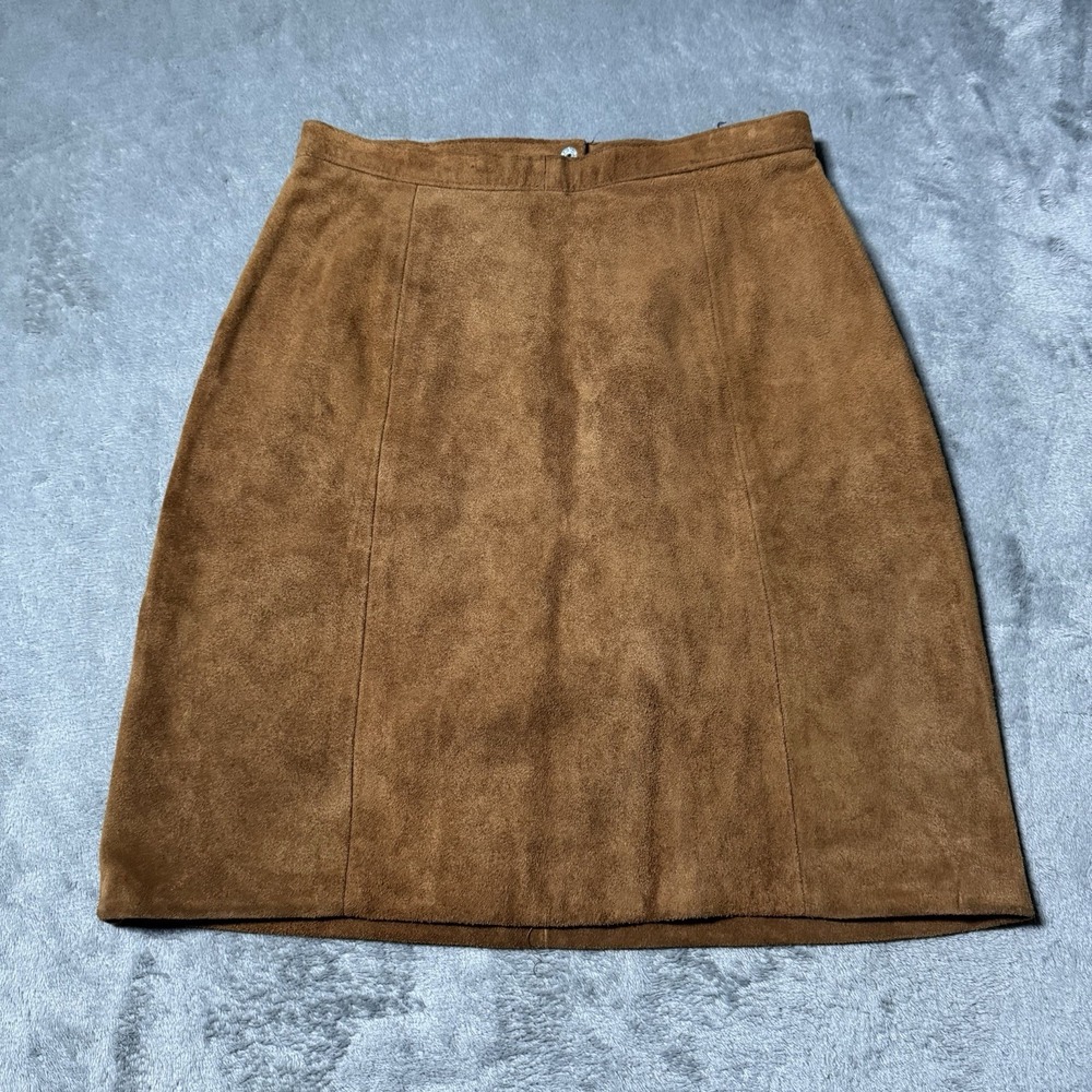 VTG Outerwear By Phoenix Fits Sz 24 W Brown‎ Suede Leather Skirt 80s Minimalist